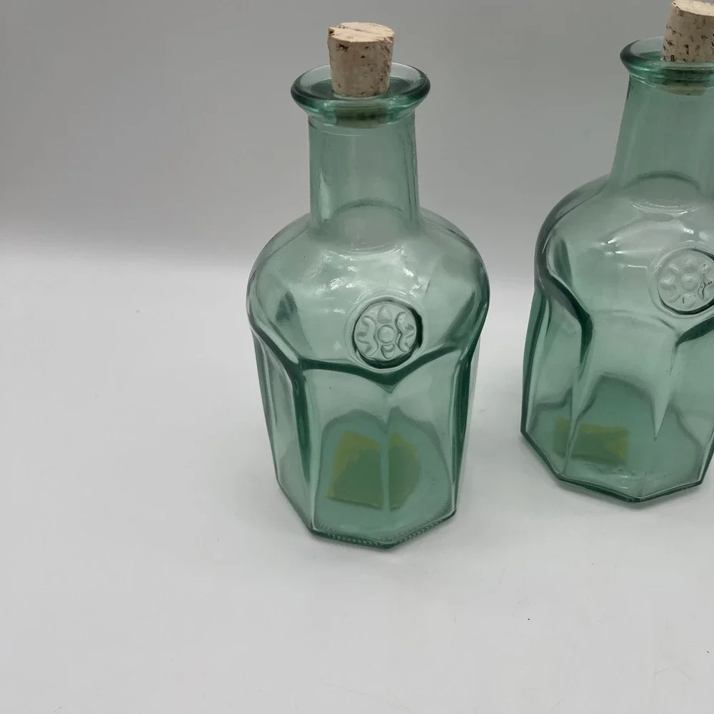 Libbey Green Glass Hexagon Decanter Bottles with Cork Set of 3 81234V Canada